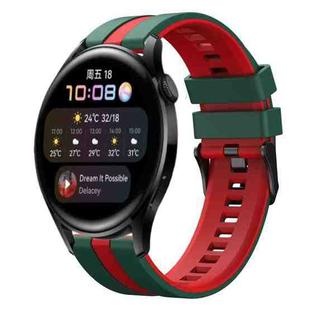 For Huawei Watch 3 22mm Two Color Sports Silicone Watch Band(Green+Red)