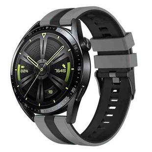 For Huawei Watch 3 22mm Two Color Sports Silicone Watch Band(Grey+Black)