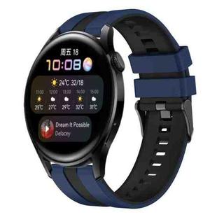 For Huawei Watch 3 22mm Two Color Sports Silicone Watch Band(Blue+Black)