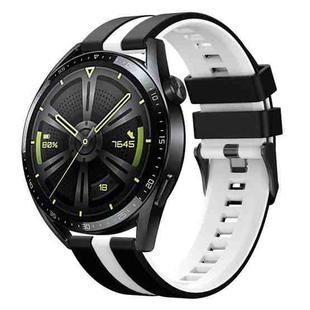 For Huawei Watch 3 Pro 22mm Two Color Sports Silicone Watch Band(Black+White)