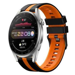 For Huawei Watch 3 Pro 22mm Two Color Sports Silicone Watch Band(Black+Orange)