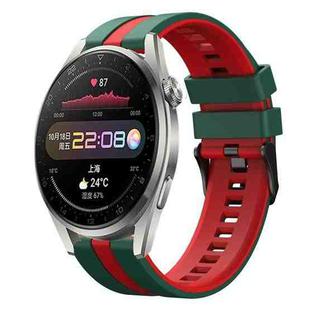 For Huawei Watch 3 Pro 22mm Two Color Sports Silicone Watch Band(Green+Red)