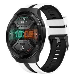 For Huawei Watch GT 2E 22mm Two Color Sports Silicone Watch Band(White+Black)