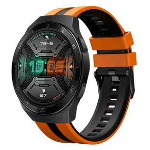 For Huawei Watch GT 2E 22mm Two Color Sports Silicone Watch Band(Orange+Black)