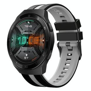 For Huawei Watch GT 2E 22mm Two Color Sports Silicone Watch Band(Black+Grey)