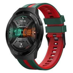 For Huawei Watch GT 2E 22mm Two Color Sports Silicone Watch Band(Green+Red)