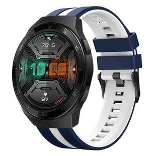 For Huawei Watch GT 2E 22mm Two Color Sports Silicone Watch Band(Blue+White)
