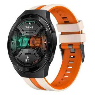 For Huawei Watch GT 2E 22mm Two Color Sports Silicone Watch Band(Starlight+Orange)