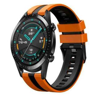 For Huawei GT2 46mm 22mm Two Color Sports Silicone Watch Band(Orange+Black)