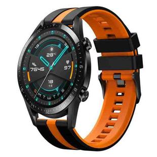 For Huawei GT2 46mm 22mm Two Color Sports Silicone Watch Band(Black+Orange)