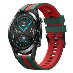 For Huawei GT2 46mm 22mm Two Color Sports Silicone Watch Band(Green+Red)