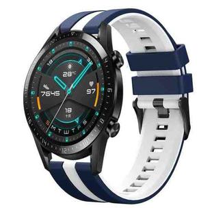 For Huawei GT2 46mm 22mm Two Color Sports Silicone Watch Band(Blue+White)