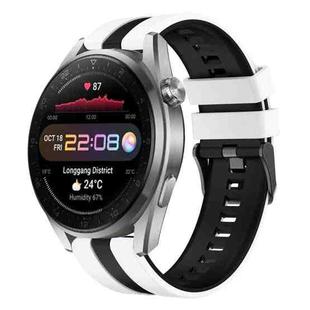 For Huawei Watch 3 Pro New 22mm Two Color Sports Silicone Watch Band(White+Black)