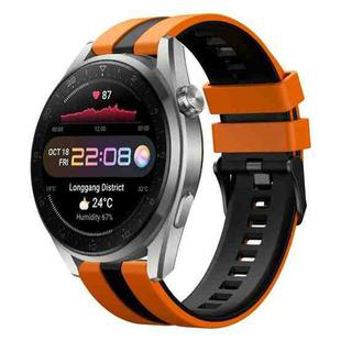 For Huawei Watch 3 Pro New 22mm Two Color Sports Silicone Watch Band(Orange+Black)