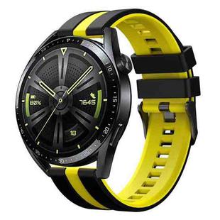 For Huawei Watch 3 Pro New 22mm Two Color Sports Silicone Watch Band(Black+Yellow)