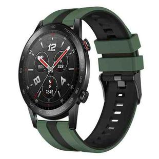 For Honor Watch GS 3i 22mm Two Color Sports Silicone Watch Band(Olive Green+Black)