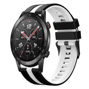 For Honor Watch GS 3i 22mm Two Color Sports Silicone Watch Band(Black+White)