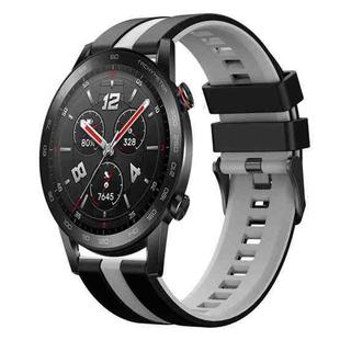 For Honor Watch GS 3i 22mm Two Color Sports Silicone Watch Band(Black+Grey)