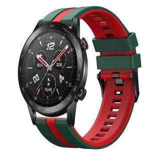 For Honor Watch GS 3i 22mm Two Color Sports Silicone Watch Band(Green+Red)