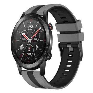 For Honor Watch GS 3i 22mm Two Color Sports Silicone Watch Band(Grey+Black)