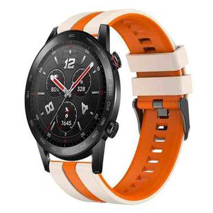 For Honor Watch GS 3i 22mm Two Color Sports Silicone Watch Band(Starlight+Orange)