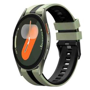 For Samsung Galaxy Watch 7 44mm 20mm Two Color Sports Silicone Watch Band(Light Green+Black)