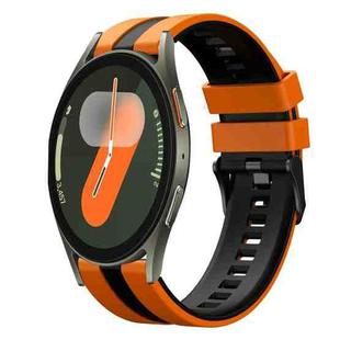 For Samsung Galaxy Watch 7 44mm 20mm Two Color Sports Silicone Watch Band(Orange+Black)