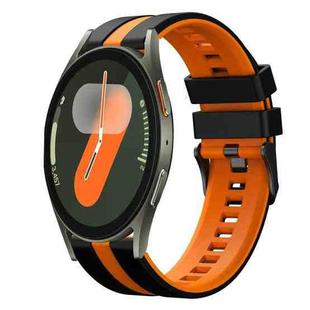 For Samsung Galaxy Watch 7 44mm 20mm Two Color Sports Silicone Watch Band(Black+Orange)