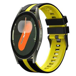 For Samsung Galaxy Watch 7 44mm 20mm Two Color Sports Silicone Watch Band(Black+Yellow)