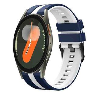 For Samsung Galaxy Watch 7 44mm 20mm Two Color Sports Silicone Watch Band(Blue+White)