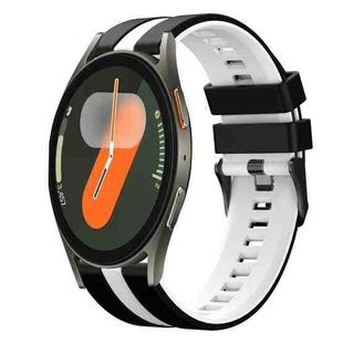 For Samsung Galaxy Watch 7 40mm 20mm Two Color Sports Silicone Watch Band(Black+White)