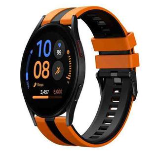 For Samsung Galaxy Watch FE 40mm 20mm Two Color Sports Silicone Watch Band(Orange+Black)