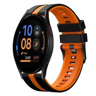 For Samsung Galaxy Watch FE 40mm 20mm Two Color Sports Silicone Watch Band(Black+Orange)