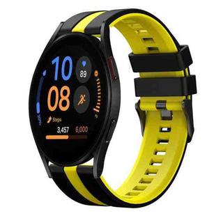 For Samsung Galaxy Watch FE 40mm 20mm Two Color Sports Silicone Watch Band(Black+Yellow)