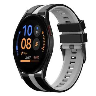For Samsung Galaxy Watch FE 40mm 20mm Two Color Sports Silicone Watch Band(Black+Grey)