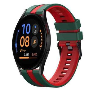 For Samsung Galaxy Watch FE 40mm 20mm Two Color Sports Silicone Watch Band(Green+Red)