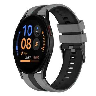 For Samsung Galaxy Watch FE 40mm 20mm Two Color Sports Silicone Watch Band(Grey+Black)