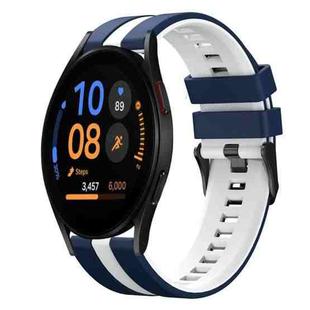 For Samsung Galaxy Watch FE 40mm 20mm Two Color Sports Silicone Watch Band(Blue+White)