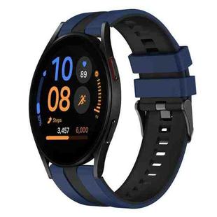 For Samsung Galaxy Watch FE 40mm 20mm Two Color Sports Silicone Watch Band(Blue+Black)