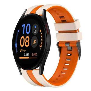For Samsung Galaxy Watch FE 40mm 20mm Two Color Sports Silicone Watch Band(Starlight+Orange)