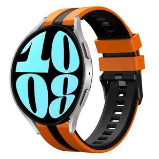 For Samsung Galaxy Watch 6 44mm 20mm Two Color Sports Silicone Watch Band(Orange+Black)