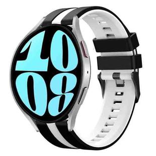 For Samsung Galaxy Watch 6 44mm 20mm Two Color Sports Silicone Watch Band(Black+White)