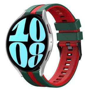 For Samsung Galaxy Watch 6 44mm 20mm Two Color Sports Silicone Watch Band(Green+Red)