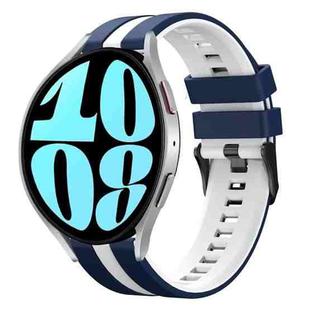 For Samsung Galaxy Watch 6 44mm 20mm Two Color Sports Silicone Watch Band(Blue+White)