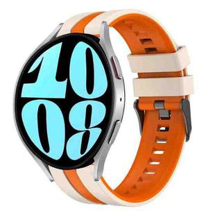 For Samsung Galaxy Watch 6 44mm 20mm Two Color Sports Silicone Watch Band(Starlight+Orange)