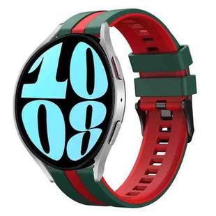 For Samsung Galaxy Watch 6 40mm 20mm Two Color Sports Silicone Watch Band(Green+Red)