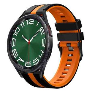 For Samsung Galaxy Watch 6 Classic 47mm 20mm Two Color Sports Silicone Watch Band(Black+Orange)