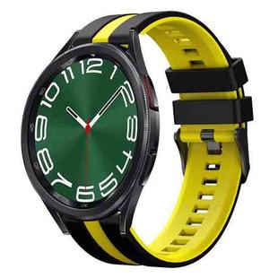 For Samsung Galaxy Watch 6 Classic 47mm 20mm Two Color Sports Silicone Watch Band(Black+Yellow)