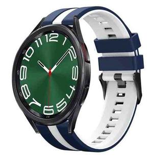 For Samsung Galaxy Watch 6 Classic 47mm 20mm Two Color Sports Silicone Watch Band(Blue+White)