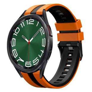 For Samsung Galaxy Watch 6 Classic 43mm 20mm Two Color Sports Silicone Watch Band(Orange+Black)